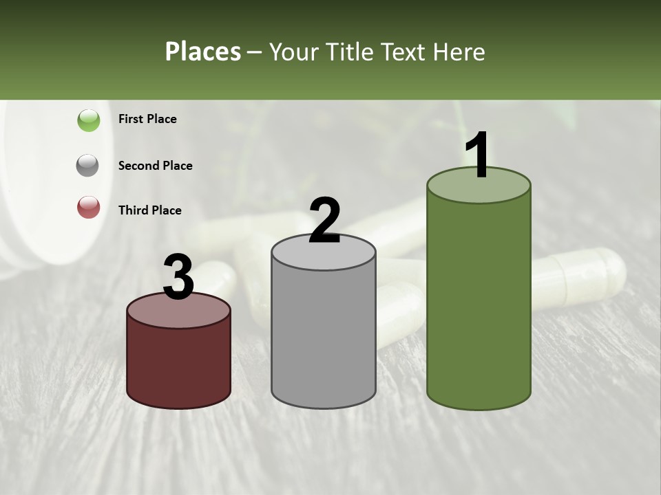 A Bunch Of Pills Sitting On Top Of A Wooden Table PowerPoint Template