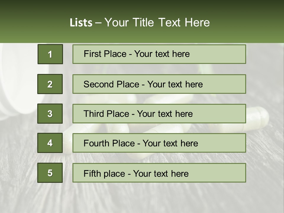 A Bunch Of Pills Sitting On Top Of A Wooden Table PowerPoint Template