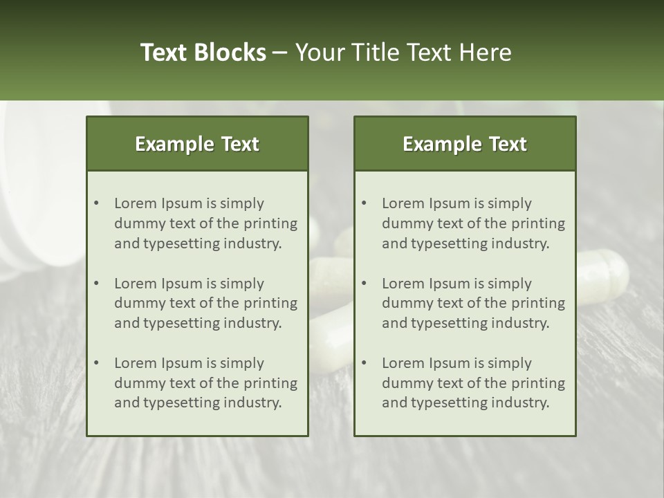 A Bunch Of Pills Sitting On Top Of A Wooden Table PowerPoint Template