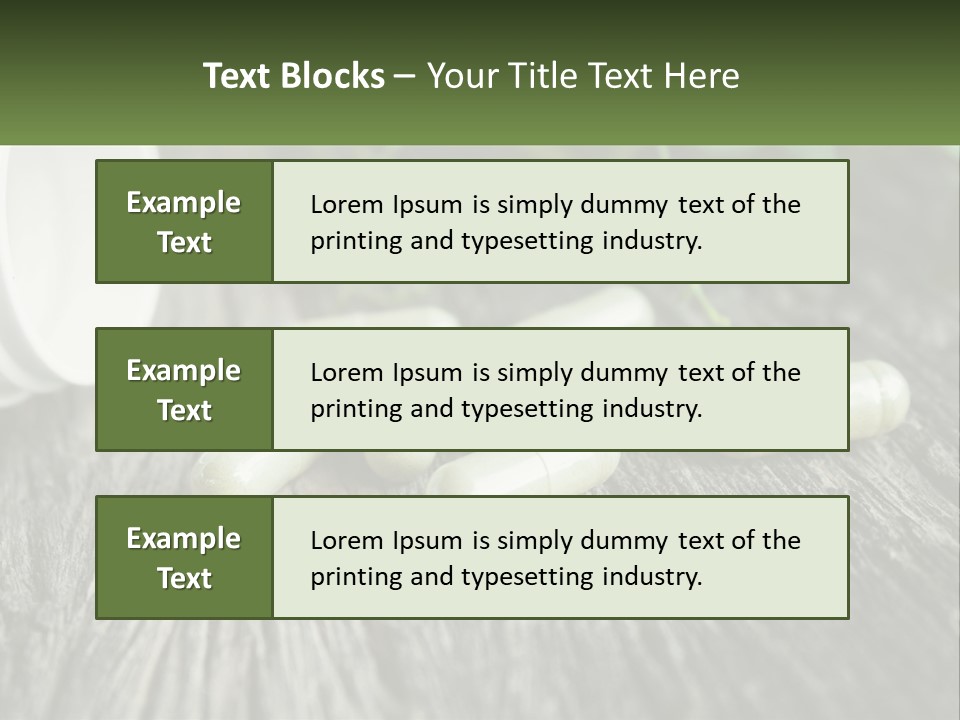 A Bunch Of Pills Sitting On Top Of A Wooden Table PowerPoint Template