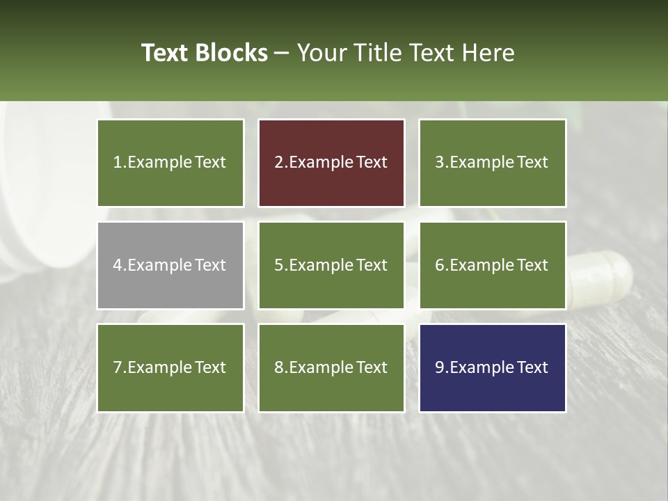 A Bunch Of Pills Sitting On Top Of A Wooden Table PowerPoint Template