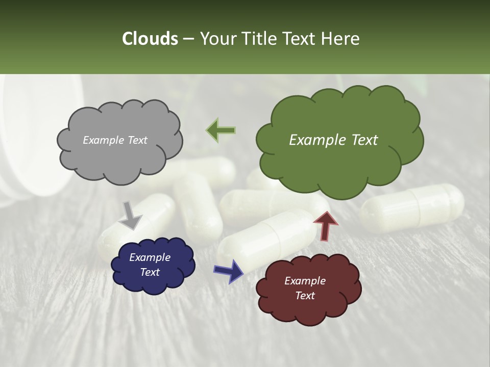A Bunch Of Pills Sitting On Top Of A Wooden Table PowerPoint Template