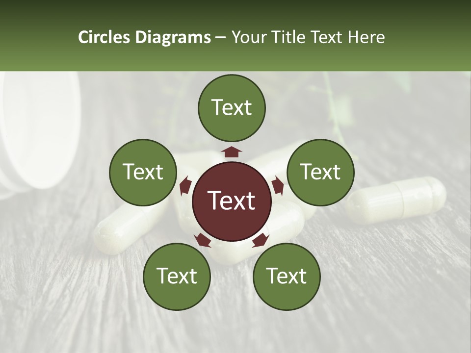 A Bunch Of Pills Sitting On Top Of A Wooden Table PowerPoint Template