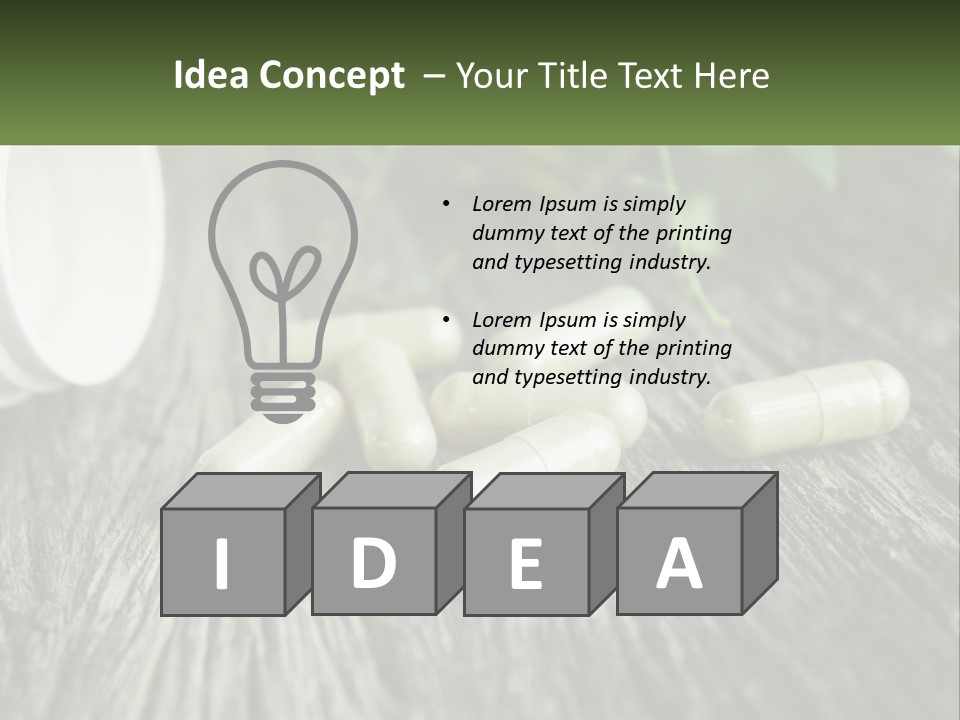 A Bunch Of Pills Sitting On Top Of A Wooden Table PowerPoint Template