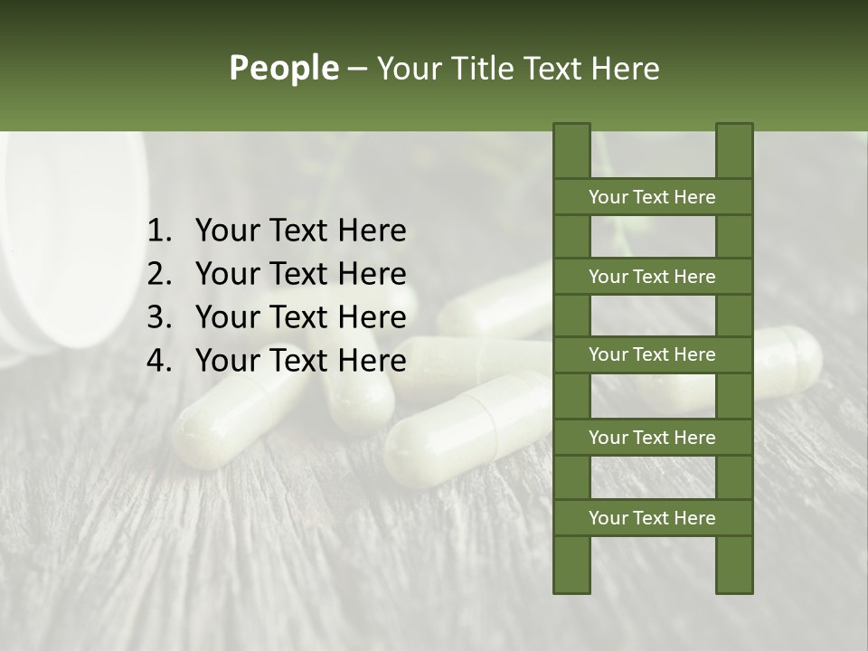 A Bunch Of Pills Sitting On Top Of A Wooden Table PowerPoint Template