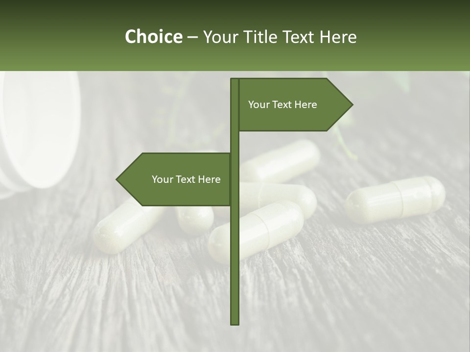 A Bunch Of Pills Sitting On Top Of A Wooden Table PowerPoint Template