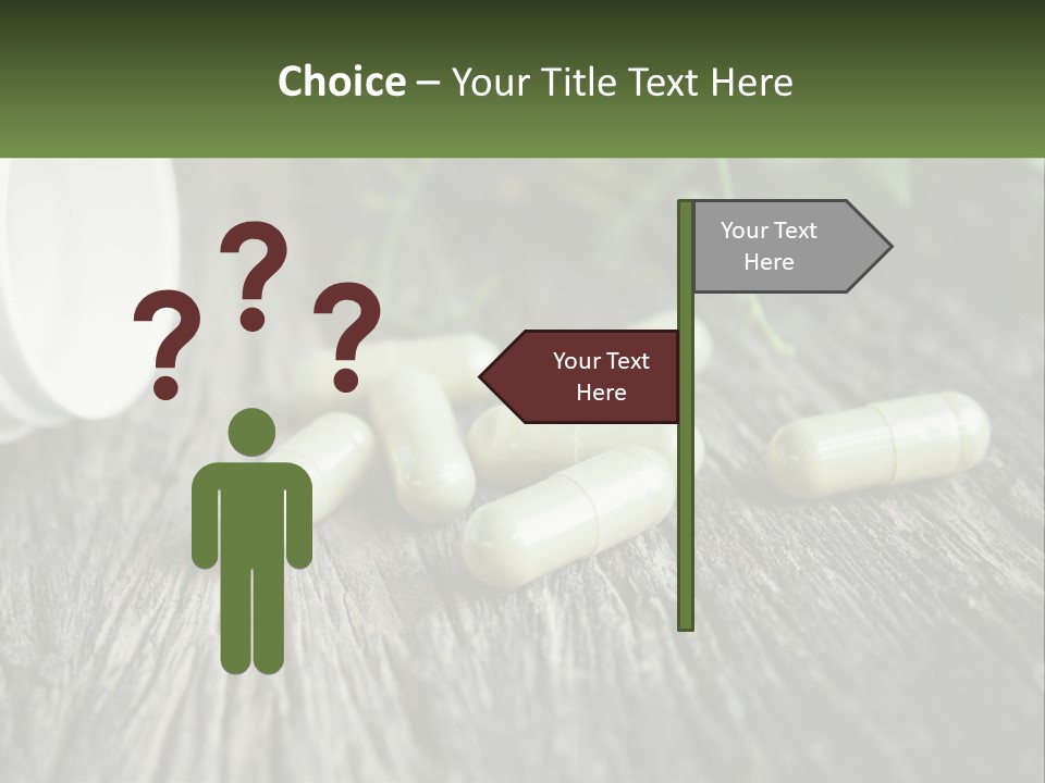 A Bunch Of Pills Sitting On Top Of A Wooden Table PowerPoint Template