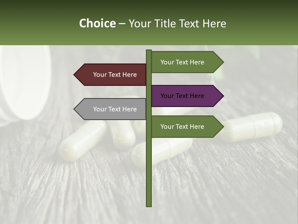A Bunch Of Pills Sitting On Top Of A Wooden Table PowerPoint Template