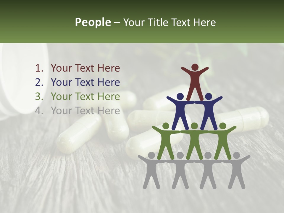 A Bunch Of Pills Sitting On Top Of A Wooden Table PowerPoint Template
