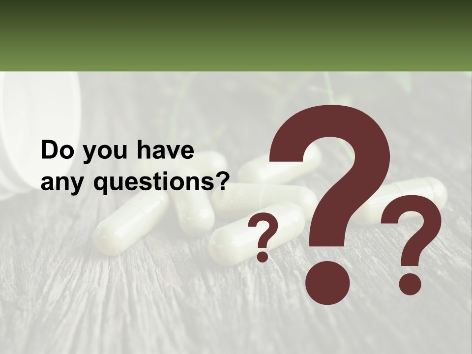 A Bunch Of Pills Sitting On Top Of A Wooden Table PowerPoint Template