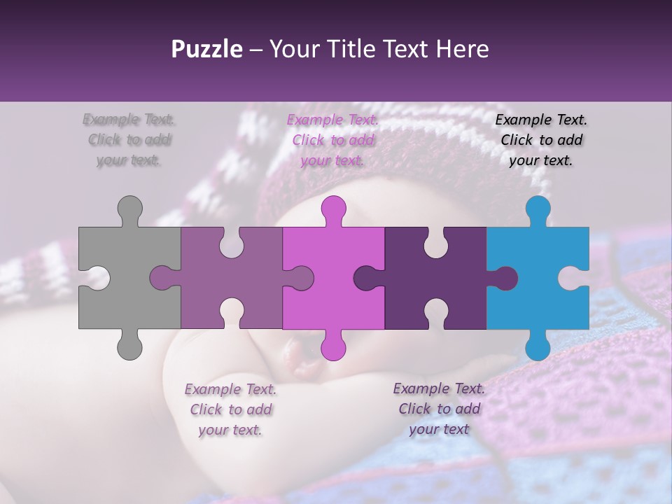 A Baby Wearing A Knitted Hat Laying On A Blanket PowerPoint Template