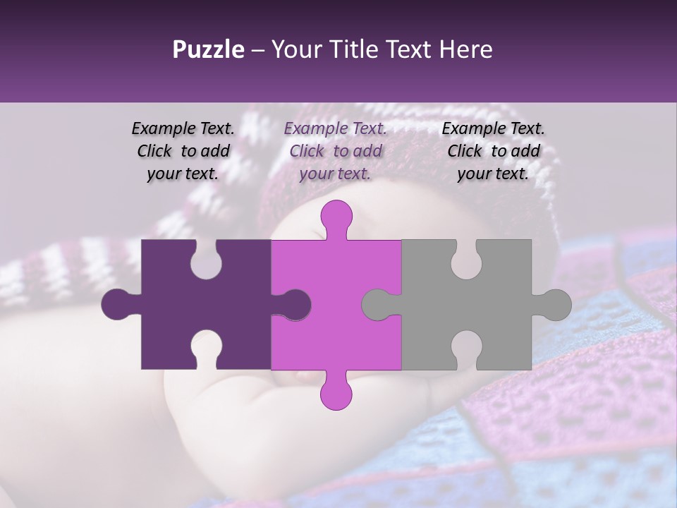 A Baby Wearing A Knitted Hat Laying On A Blanket PowerPoint Template