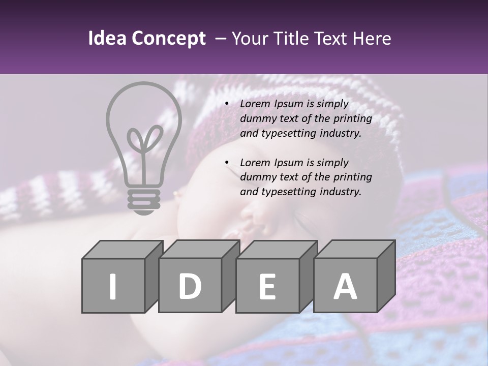 A Baby Wearing A Knitted Hat Laying On A Blanket PowerPoint Template