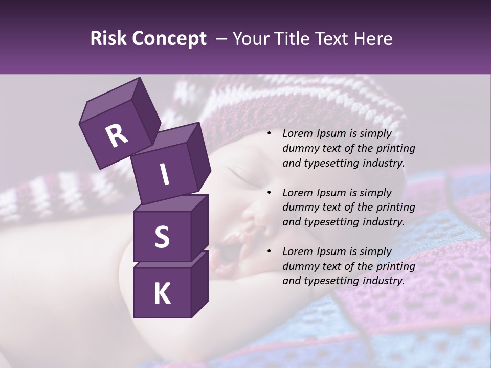 A Baby Wearing A Knitted Hat Laying On A Blanket PowerPoint Template