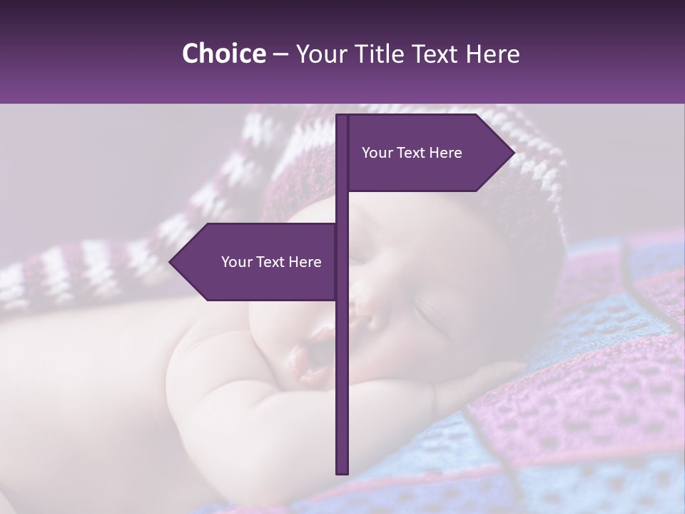 A Baby Wearing A Knitted Hat Laying On A Blanket PowerPoint Template