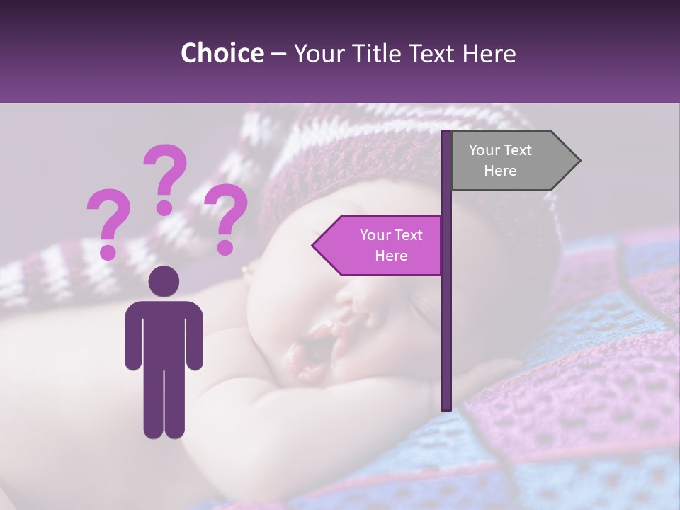 A Baby Wearing A Knitted Hat Laying On A Blanket PowerPoint Template