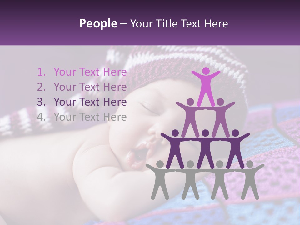 A Baby Wearing A Knitted Hat Laying On A Blanket PowerPoint Template