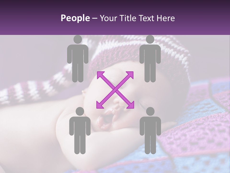 A Baby Wearing A Knitted Hat Laying On A Blanket PowerPoint Template