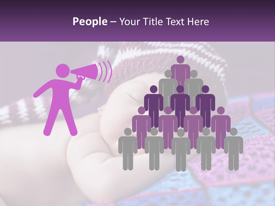 A Baby Wearing A Knitted Hat Laying On A Blanket PowerPoint Template