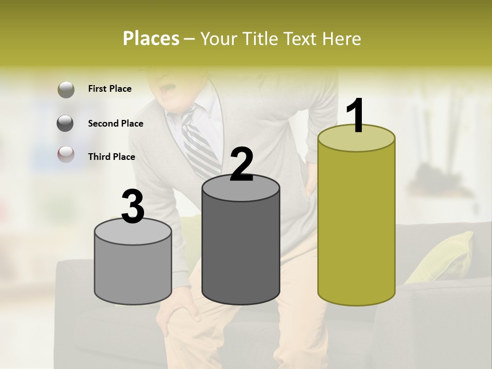 A Man With Back Pain Sitting On A Couch PowerPoint Template