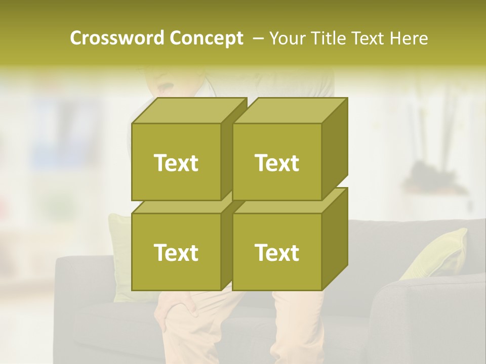 A Man With Back Pain Sitting On A Couch PowerPoint Template