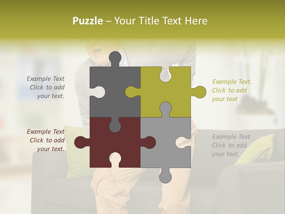 A Man With Back Pain Sitting On A Couch PowerPoint Template