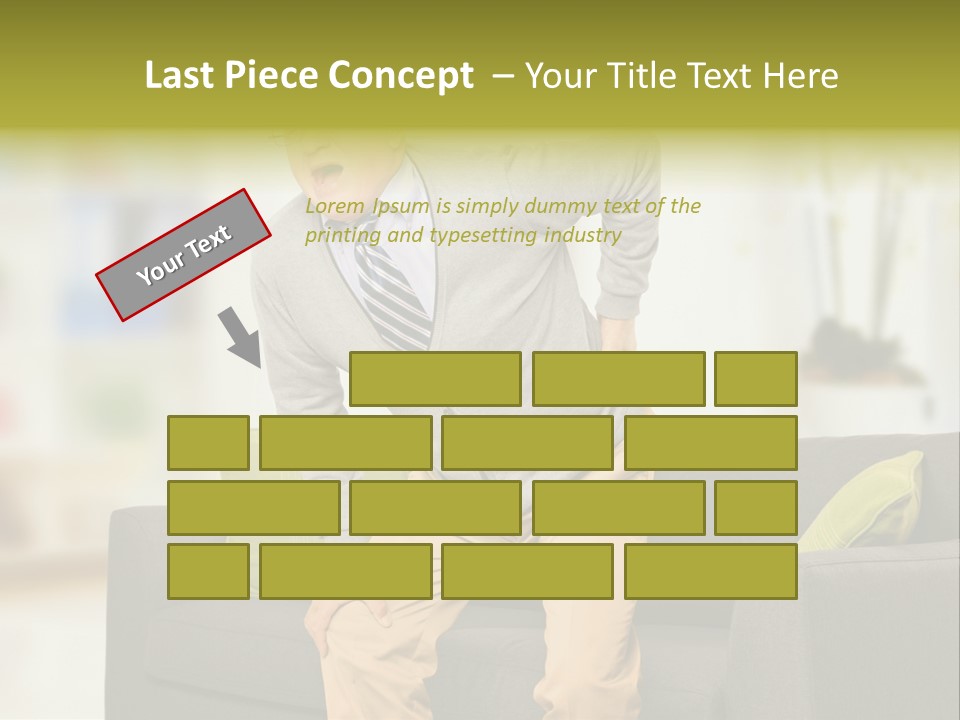 A Man With Back Pain Sitting On A Couch PowerPoint Template