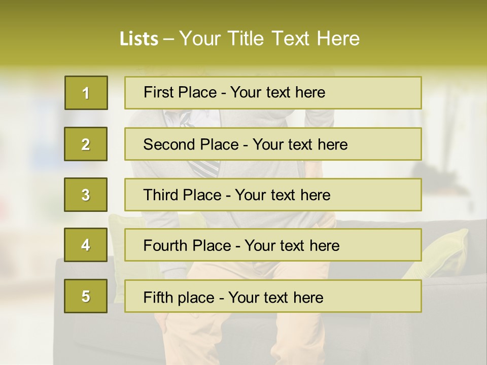 A Man With Back Pain Sitting On A Couch PowerPoint Template