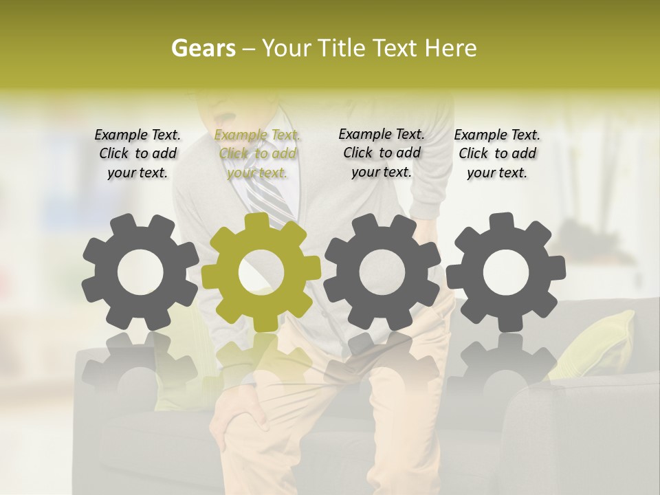 A Man With Back Pain Sitting On A Couch PowerPoint Template