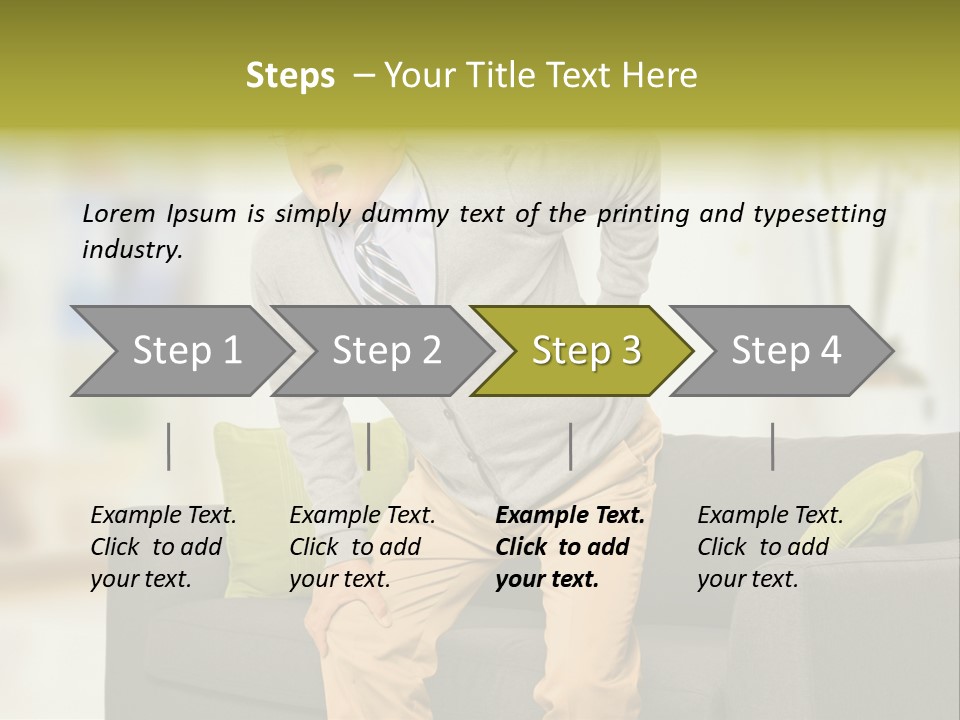 A Man With Back Pain Sitting On A Couch PowerPoint Template