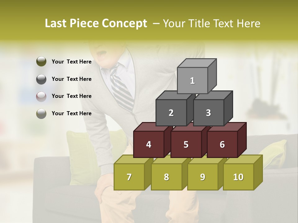 A Man With Back Pain Sitting On A Couch PowerPoint Template