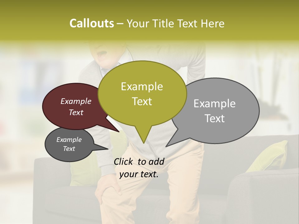 A Man With Back Pain Sitting On A Couch PowerPoint Template