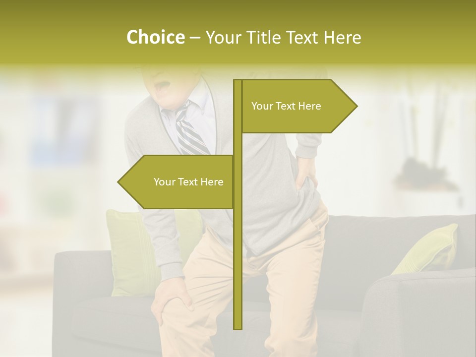 A Man With Back Pain Sitting On A Couch PowerPoint Template