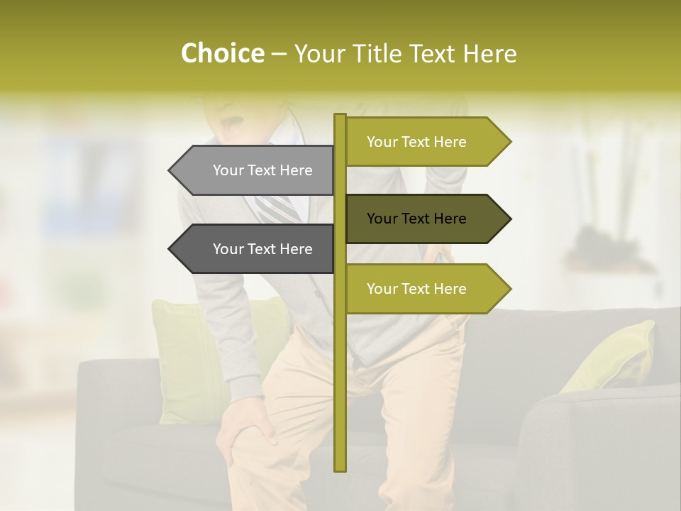 A Man With Back Pain Sitting On A Couch PowerPoint Template