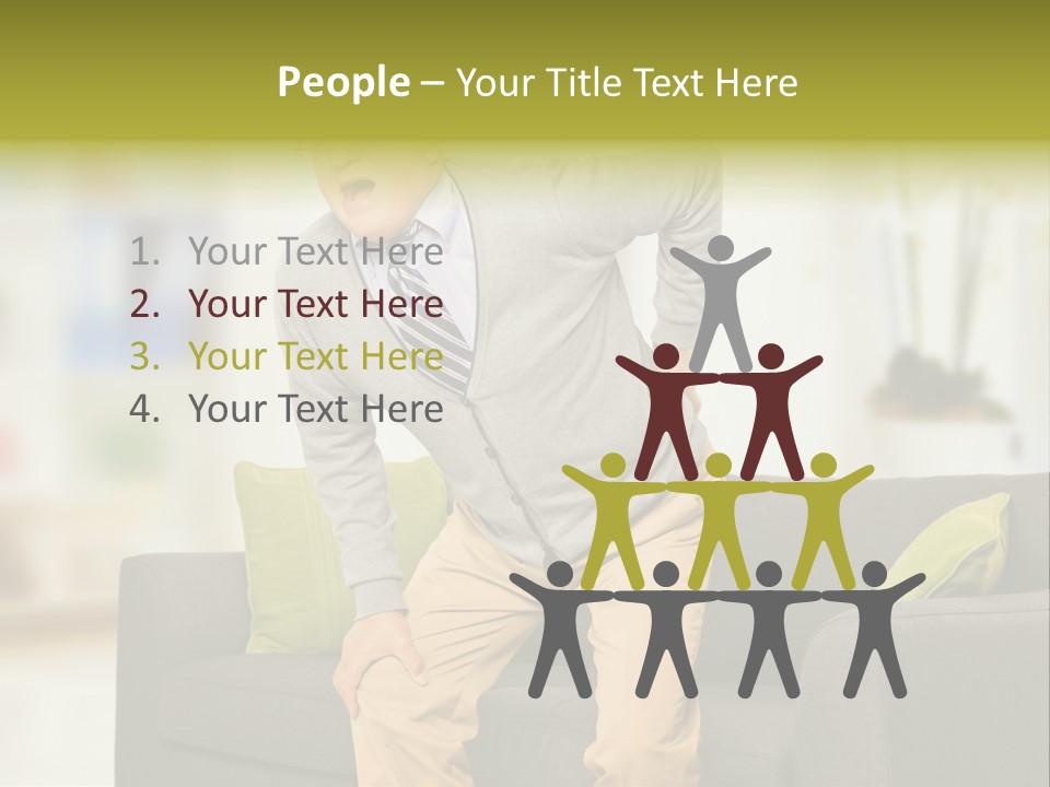 A Man With Back Pain Sitting On A Couch PowerPoint Template