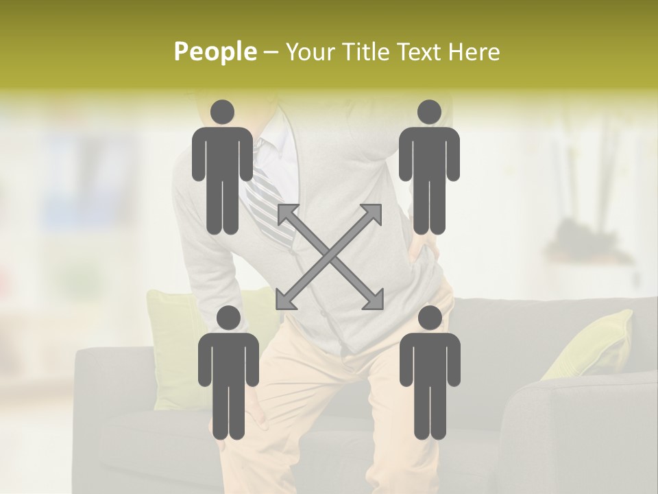 A Man With Back Pain Sitting On A Couch PowerPoint Template