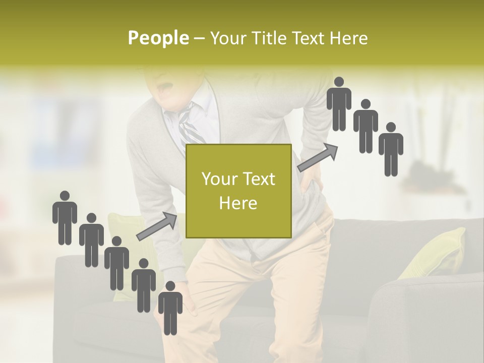 A Man With Back Pain Sitting On A Couch PowerPoint Template