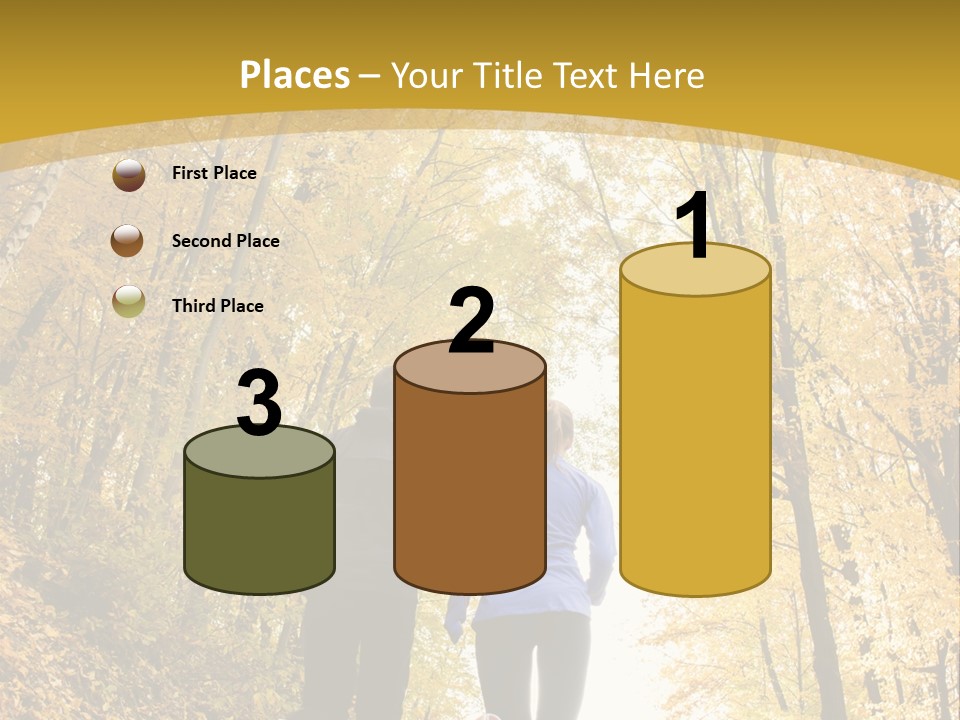 Two People Jogging Down A Path In The Woods PowerPoint Template