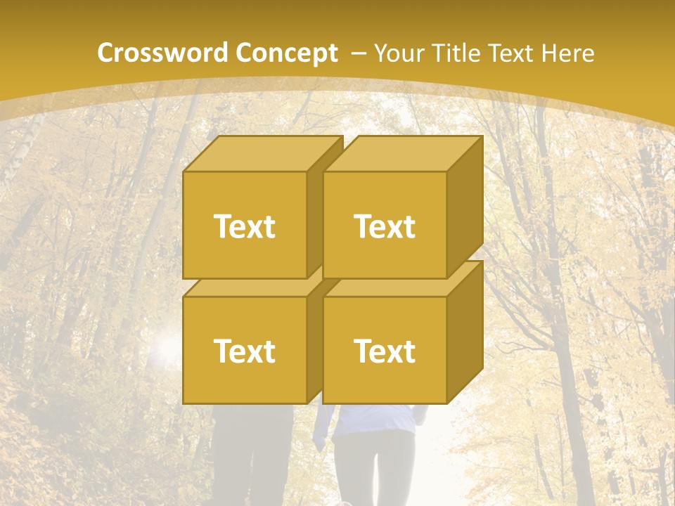 Two People Jogging Down A Path In The Woods PowerPoint Template