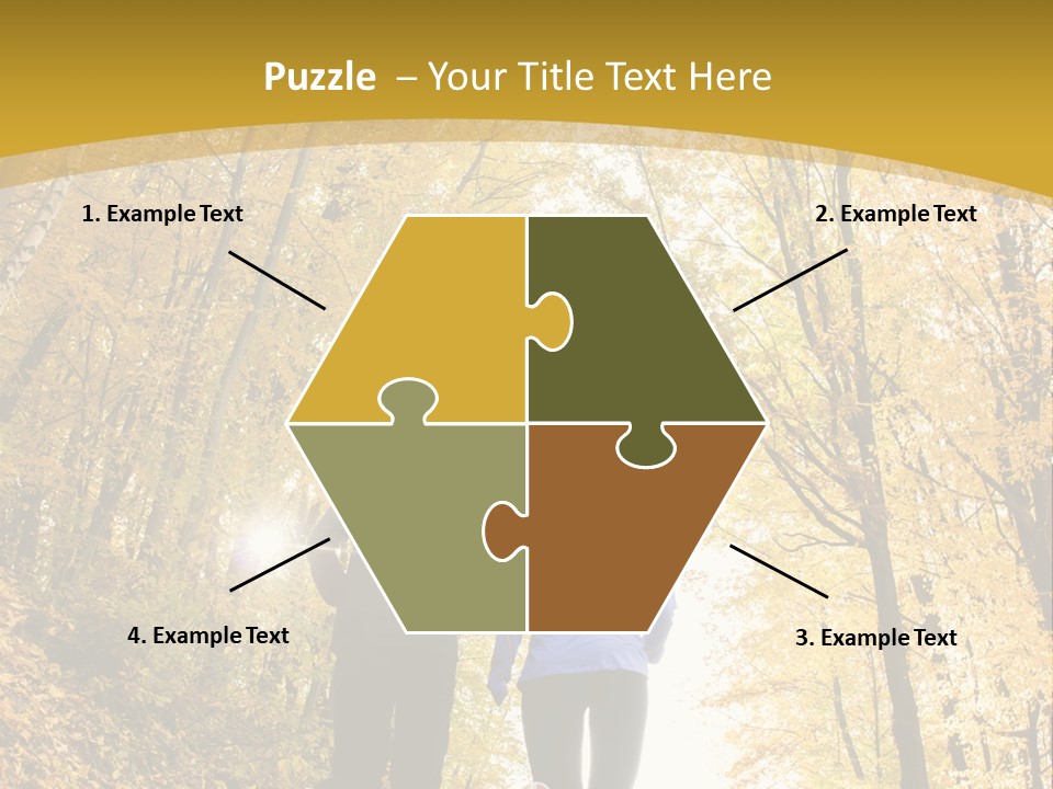 Two People Jogging Down A Path In The Woods PowerPoint Template