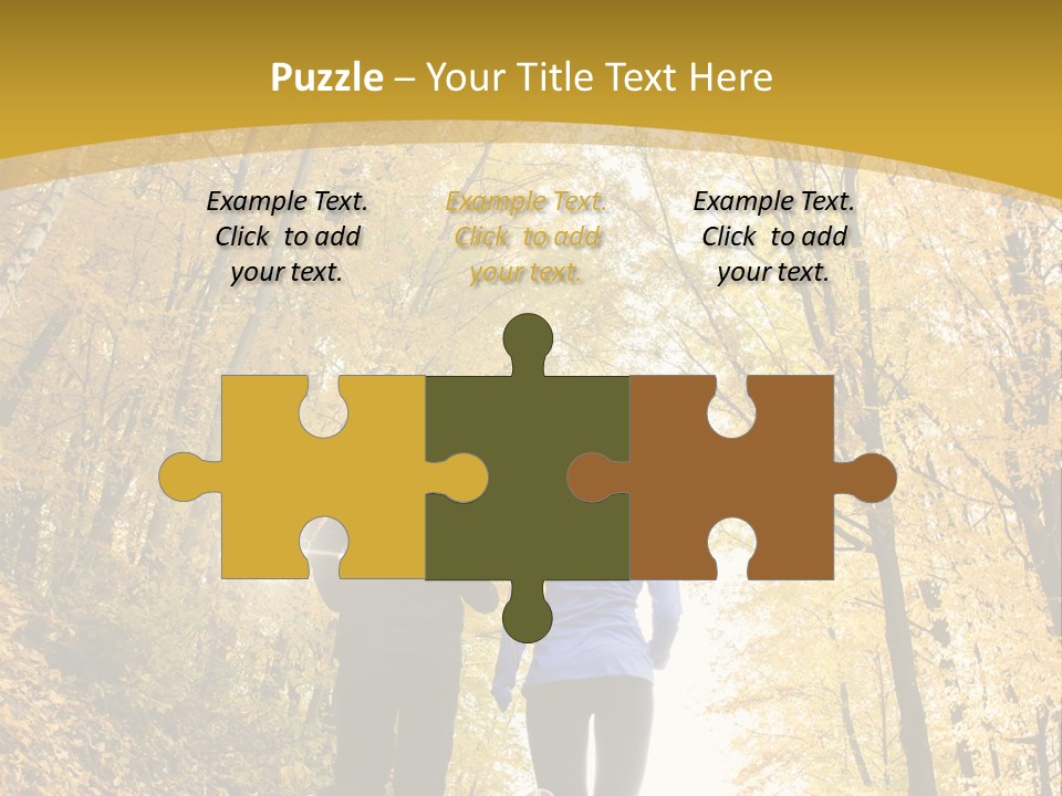 Two People Jogging Down A Path In The Woods PowerPoint Template