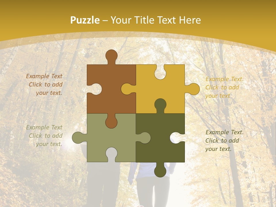 Two People Jogging Down A Path In The Woods PowerPoint Template