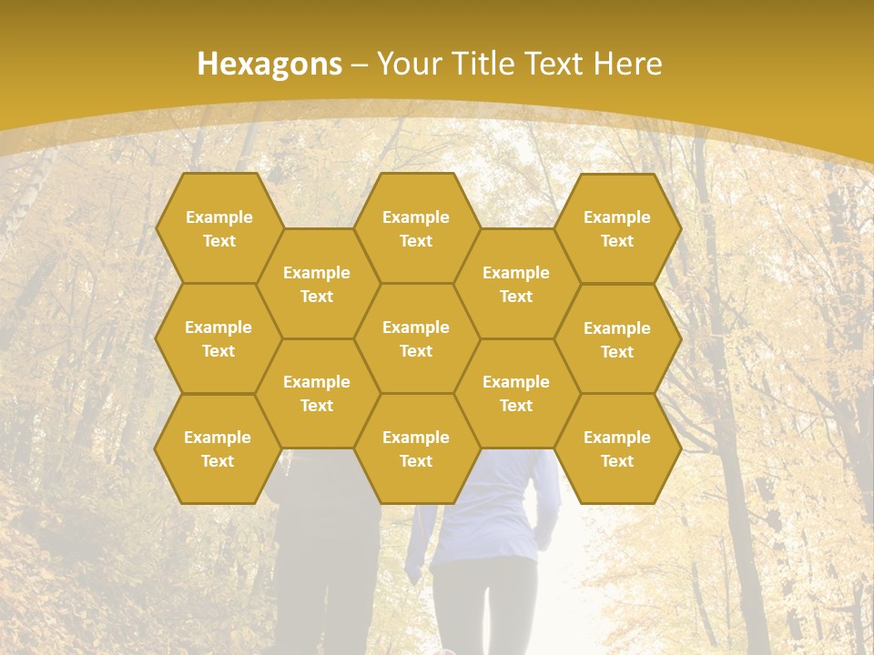 Two People Jogging Down A Path In The Woods PowerPoint Template