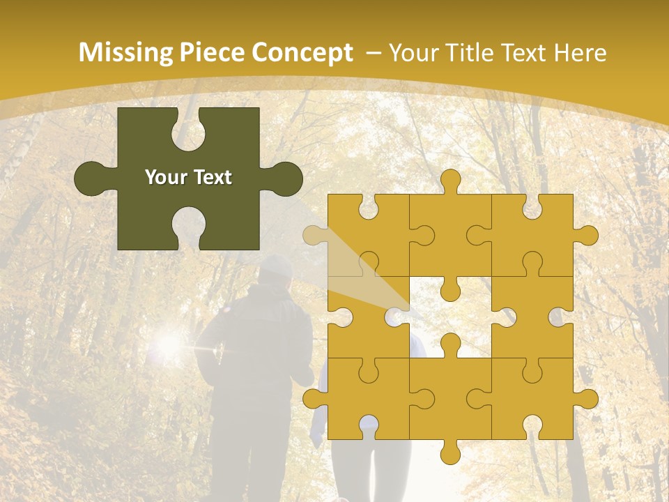 Two People Jogging Down A Path In The Woods PowerPoint Template