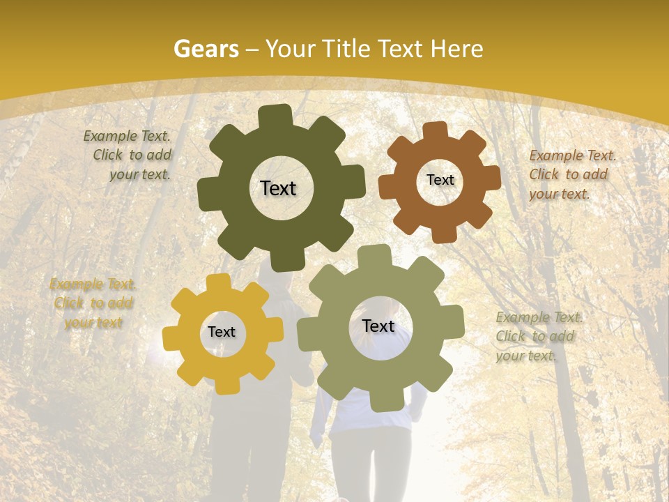 Two People Jogging Down A Path In The Woods PowerPoint Template