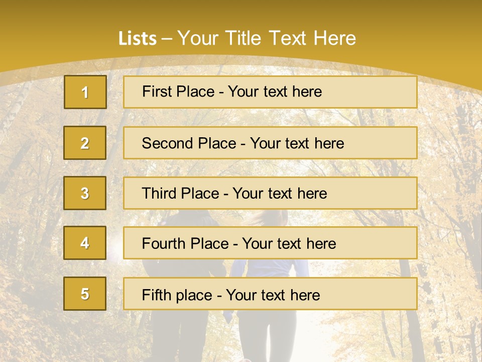 Two People Jogging Down A Path In The Woods PowerPoint Template