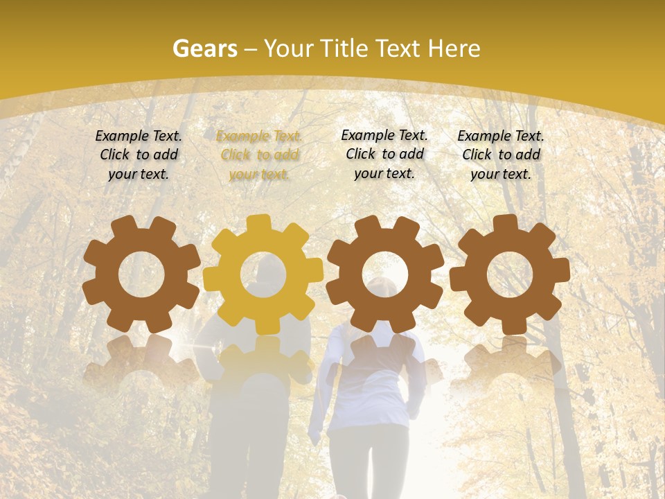 Two People Jogging Down A Path In The Woods PowerPoint Template