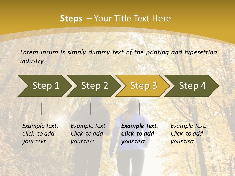 Two People Jogging Down A Path In The Woods PowerPoint Template