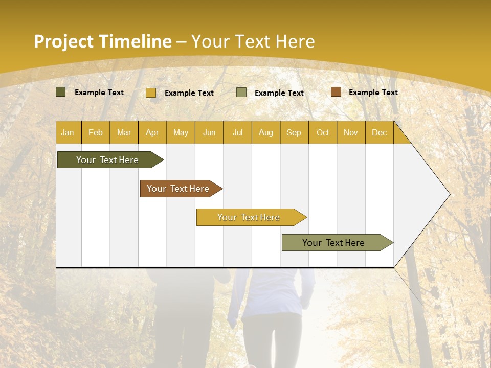 Two People Jogging Down A Path In The Woods PowerPoint Template