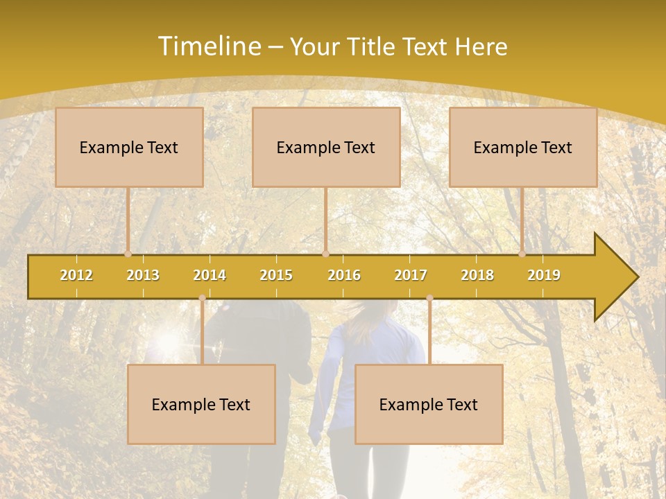 Two People Jogging Down A Path In The Woods PowerPoint Template